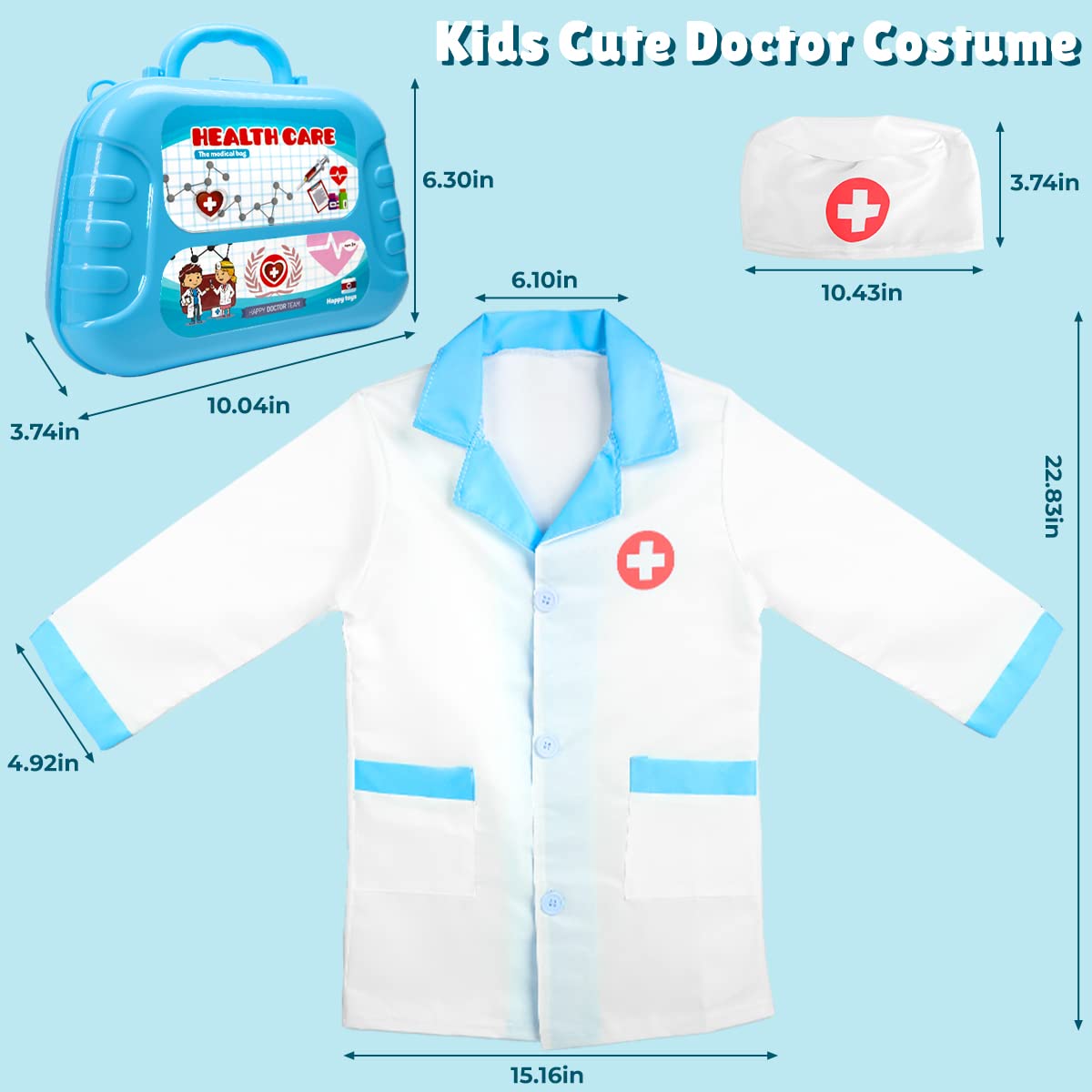 Meland Toy Doctor Kit for Girls - Pretend Play Doctor Set with Dog Toy, Carrying Bag, Stethoscope Toy & Dress Up Costume - Doctor Play Gift for Kids Toddlers Ages 3 4 5 6 Year Old for Role Play