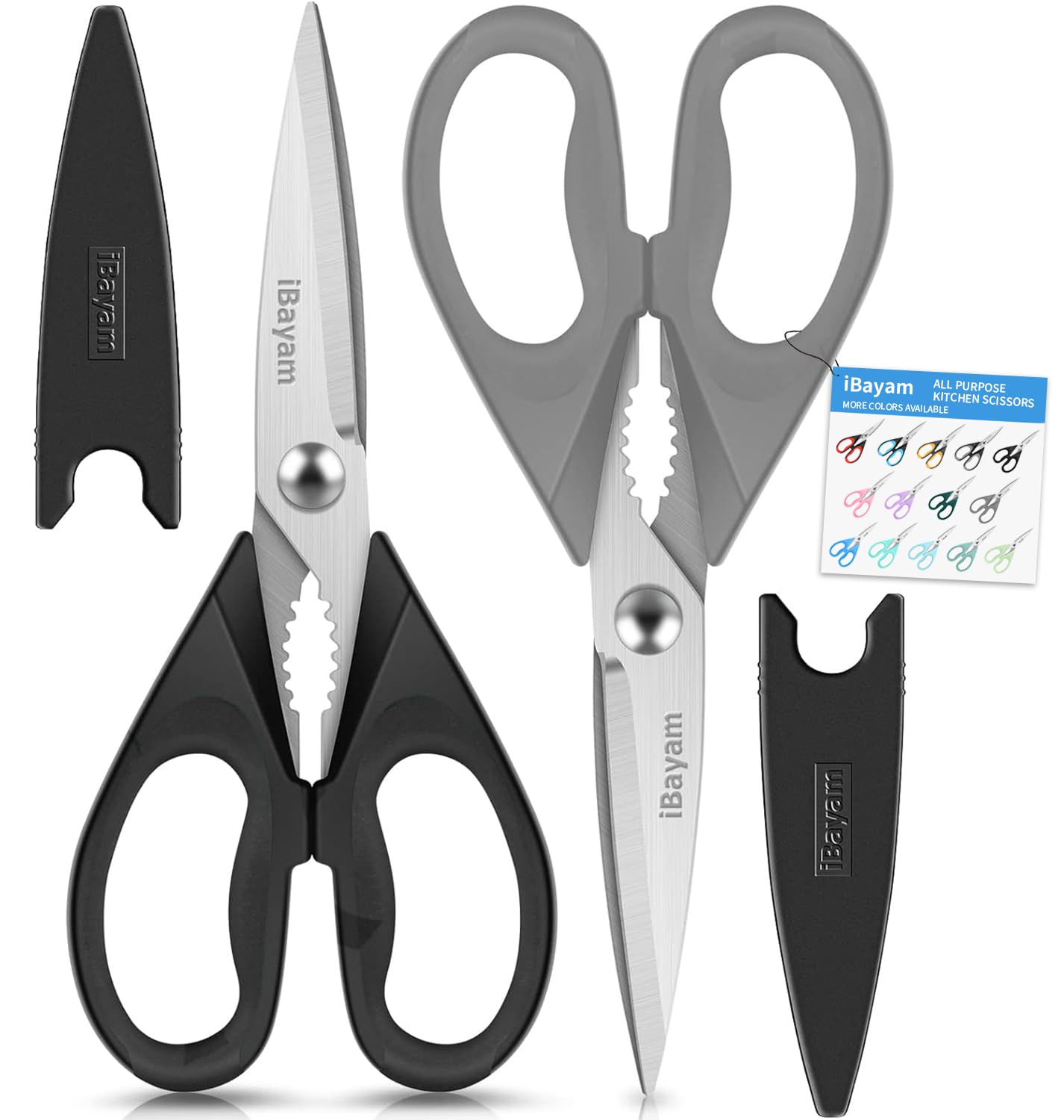 iBayam Kitchen Scissors All Purpose Heavy Duty, Kitchen Cooking Utensils Set, Cooking Gadgets Meat Poultry Shear Dishwasher Safe Food Cooking Scissors Stainless Steel Utility Scissors, Kitchen Gifts