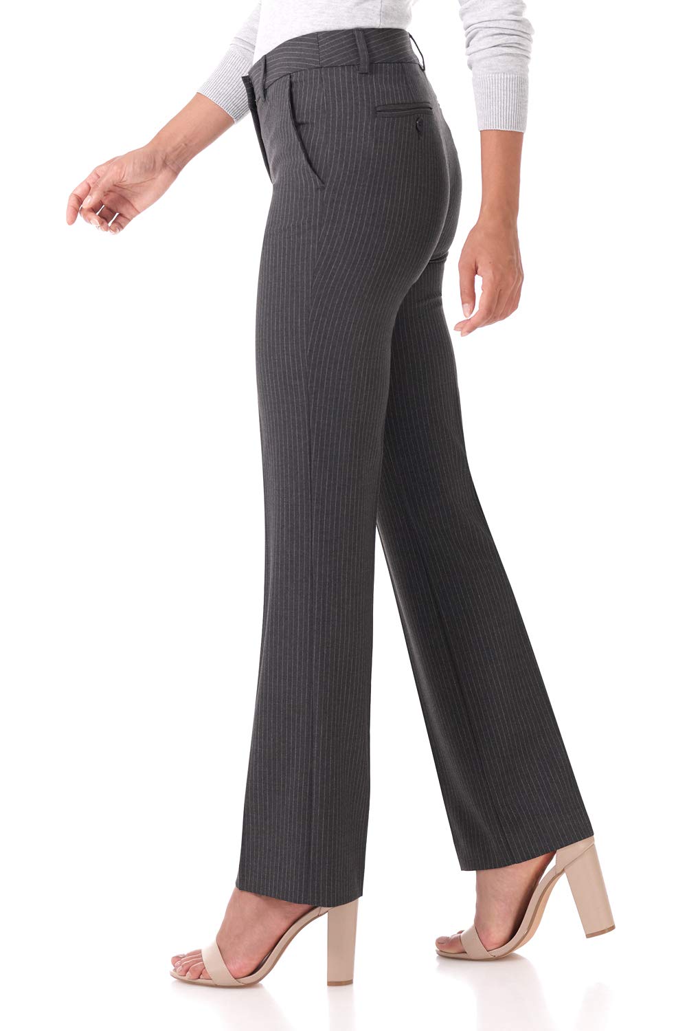 Rekucci Women's Smart Stretch Desk to Dinner Straight Leg Pant w/Zipper Closure