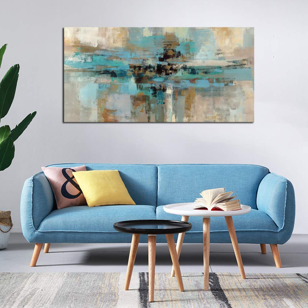 DZL Art A74675 Gold Abstract Painting Modern Decor Wall Art Gold Canvas Gray Painting Contemporary Decor Gray Abstract Canvas Living Room Art Painting