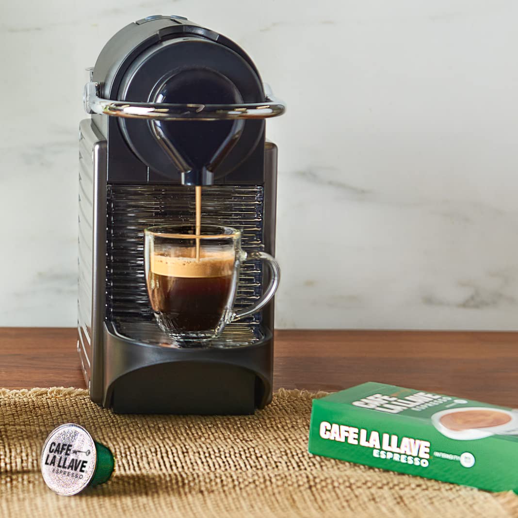 Cafe La Llave Espresso Pods: 40 Recyclable Aluminum Pods, Intensity 11 Dark Roast Latin-Style Coffee, Compatible with Nespresso Original Line Machines - Bold, Rich Flavor