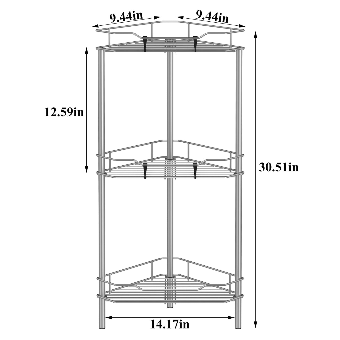 4 Tier Floor Standing Corner Shower Caddy Organizer Shelf with Hooks
