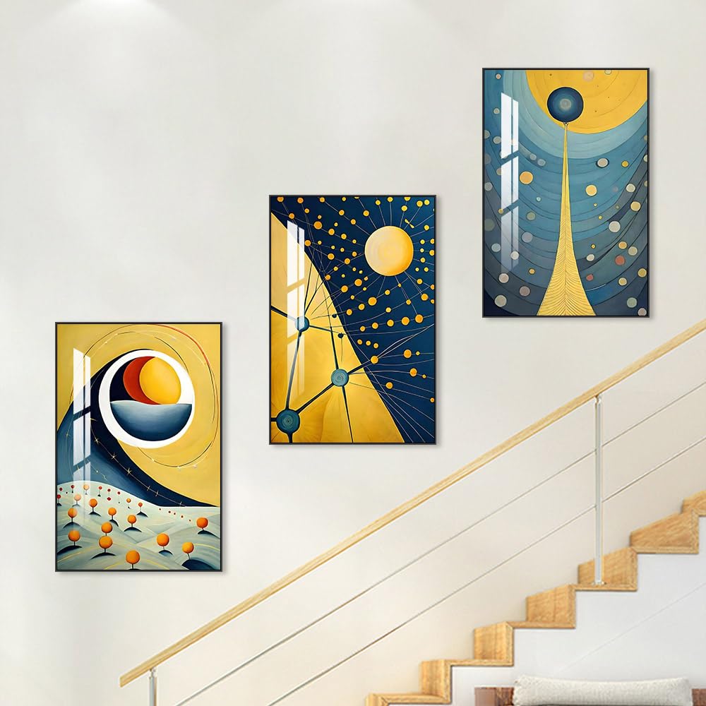 Framed Wall Art Set of 3 Bright Posters & Prints, Modern Abstract Aesthetic Pictures Decor For living room Bedroom Kitchen Office. Wall Art Decor Are Great Gifts Choice (16" X 24" X 3 pieces)