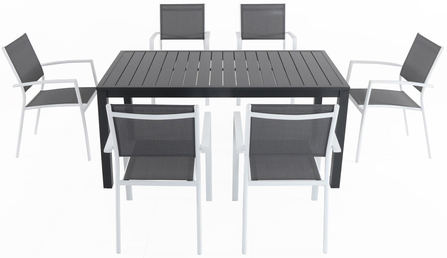 Hanover Naples 11-Piece Patio Dining Set with Rust Resistant Aluminum 40" x 118" Expanding Rectangular Dining Table w/ 10 High-Back Stackable Sling Chairs, Weather-Resistant Outdoor Dining Set for 10