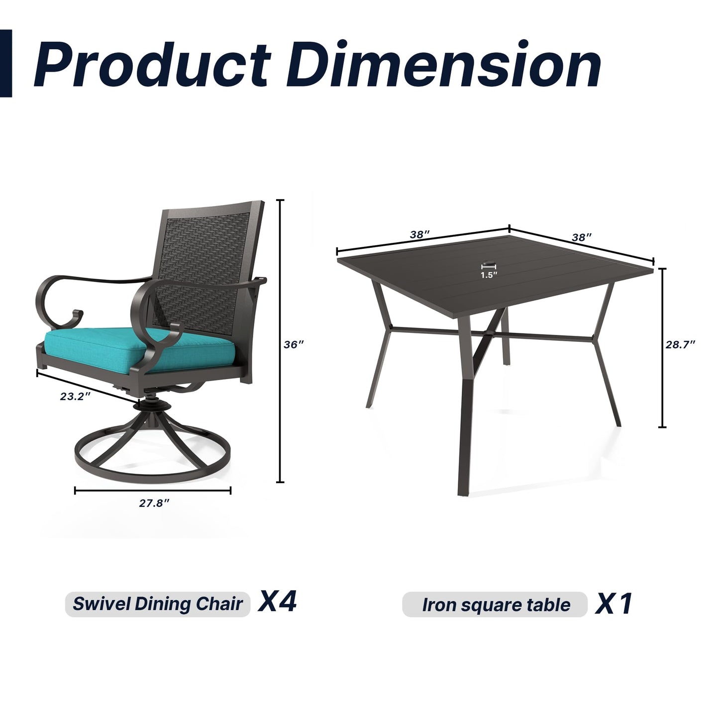 Ensemble de salle à manger de patio 15 pièces Meubles d'extérieur en rotin Ensemble de salle à manger avec 3 plateaux de table carrés en verre 12 chaises avec coussins bleu marine pour patio, arrière-cour, cuisine extérieure, pelouse et jardin 