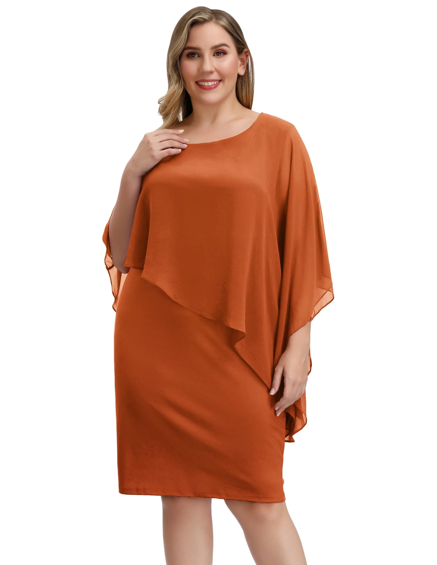 Robe fourreau moulante sans manches à cape et paillettes pour femme Hanna Nikole 