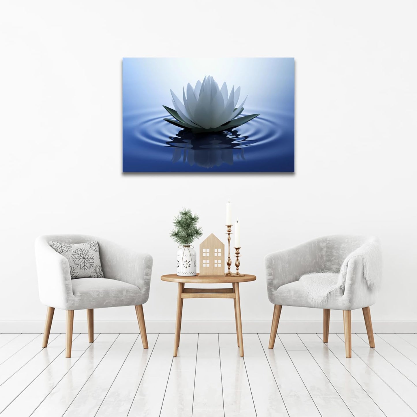 Impressions sur toile Art Lotus Floral Pictures Art mural pour décoration de bureau zen Affiche de méditation Peinture d'art moderne encadrée prête à accrocher (12x16 pouces) 