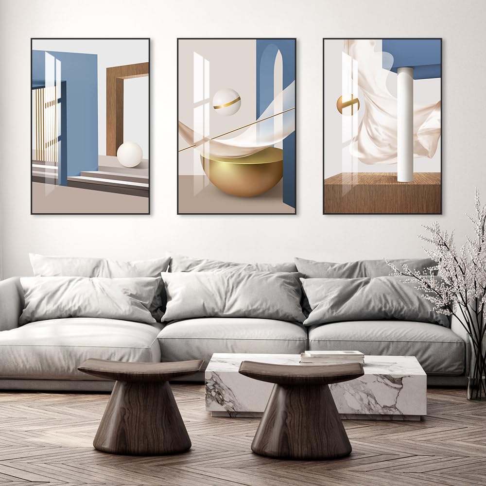 Framed Wall Art Set of 3 Bright Posters & Prints, Modern Abstract Aesthetic Pictures Decor For living room Bedroom Kitchen Office. Wall Art Decor Are Great Gifts Choice (16" X 24" X 3 pieces)