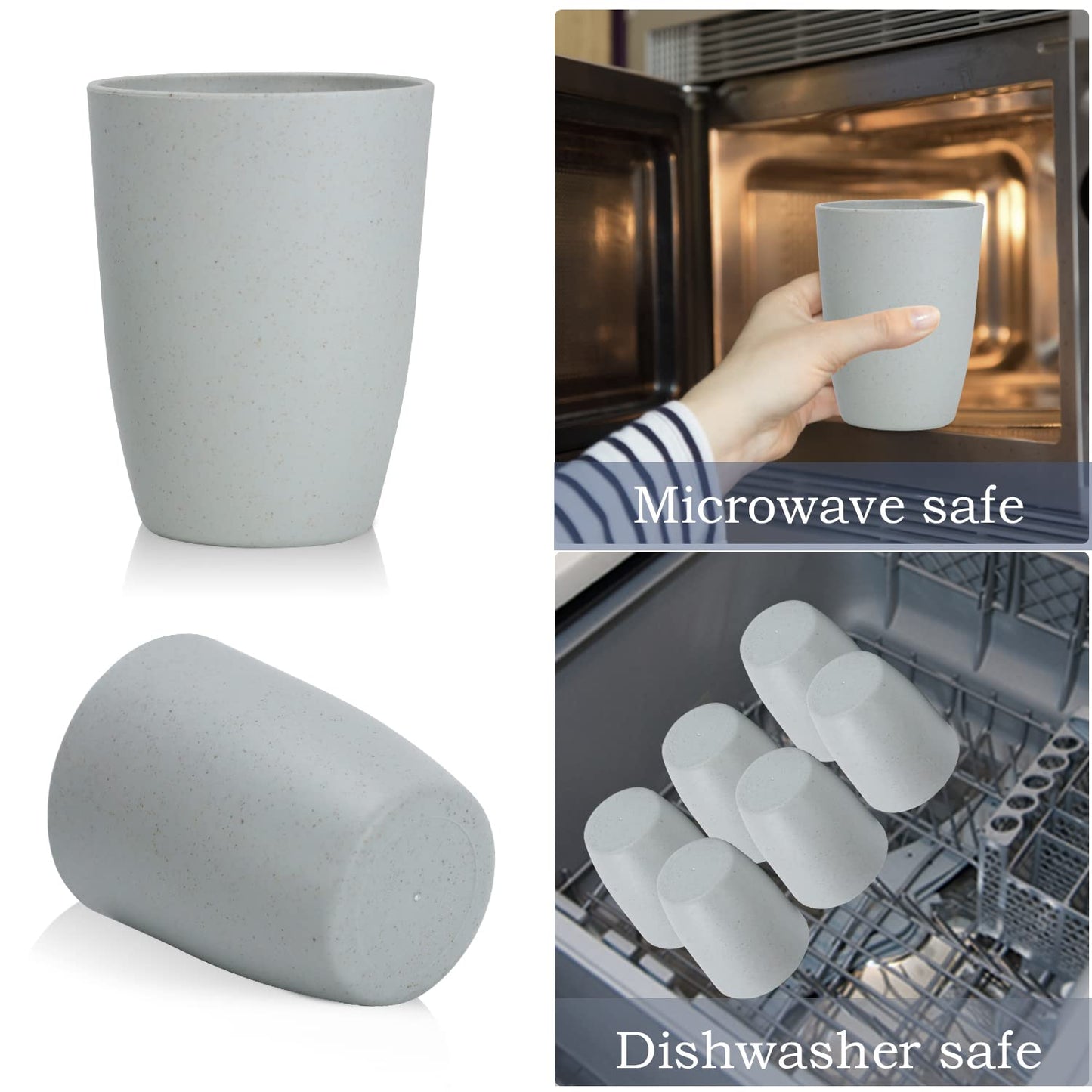 Wheat Straw Cups 8 PCS Good Alternative to Plastic Reusable Cups 20 oz Unbreakable Drinking Cup Reusable Dishwasher Safe Water Plastic Glasses Colorful Series