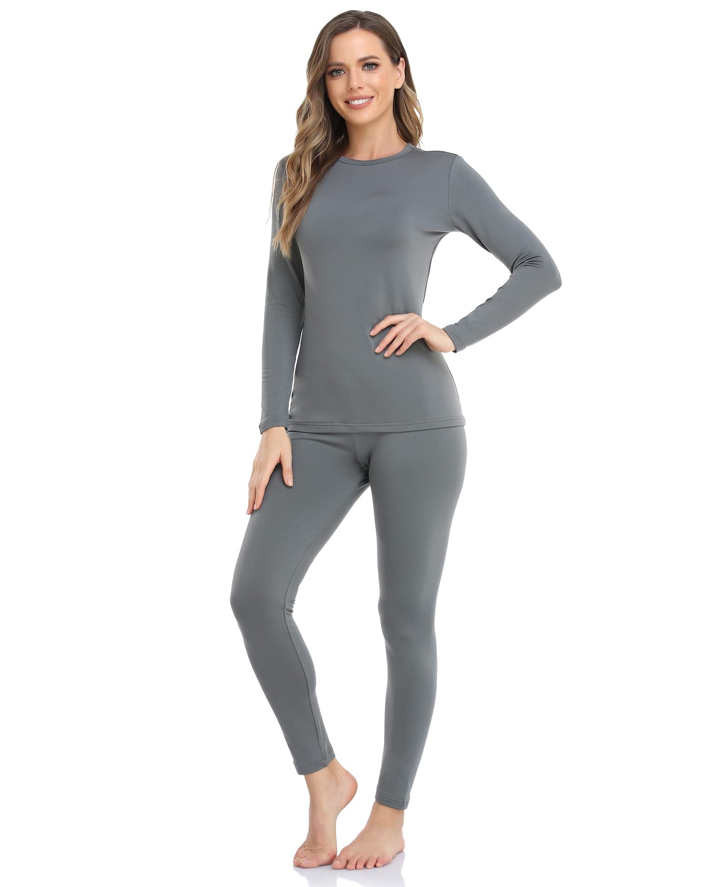 WEERTI Thermo-Unterwäsche für Damen, lange Unterhosen mit Fleecefutter, Basisschicht für Damen bei kaltem Wetter, Oberteil und Unterteil 