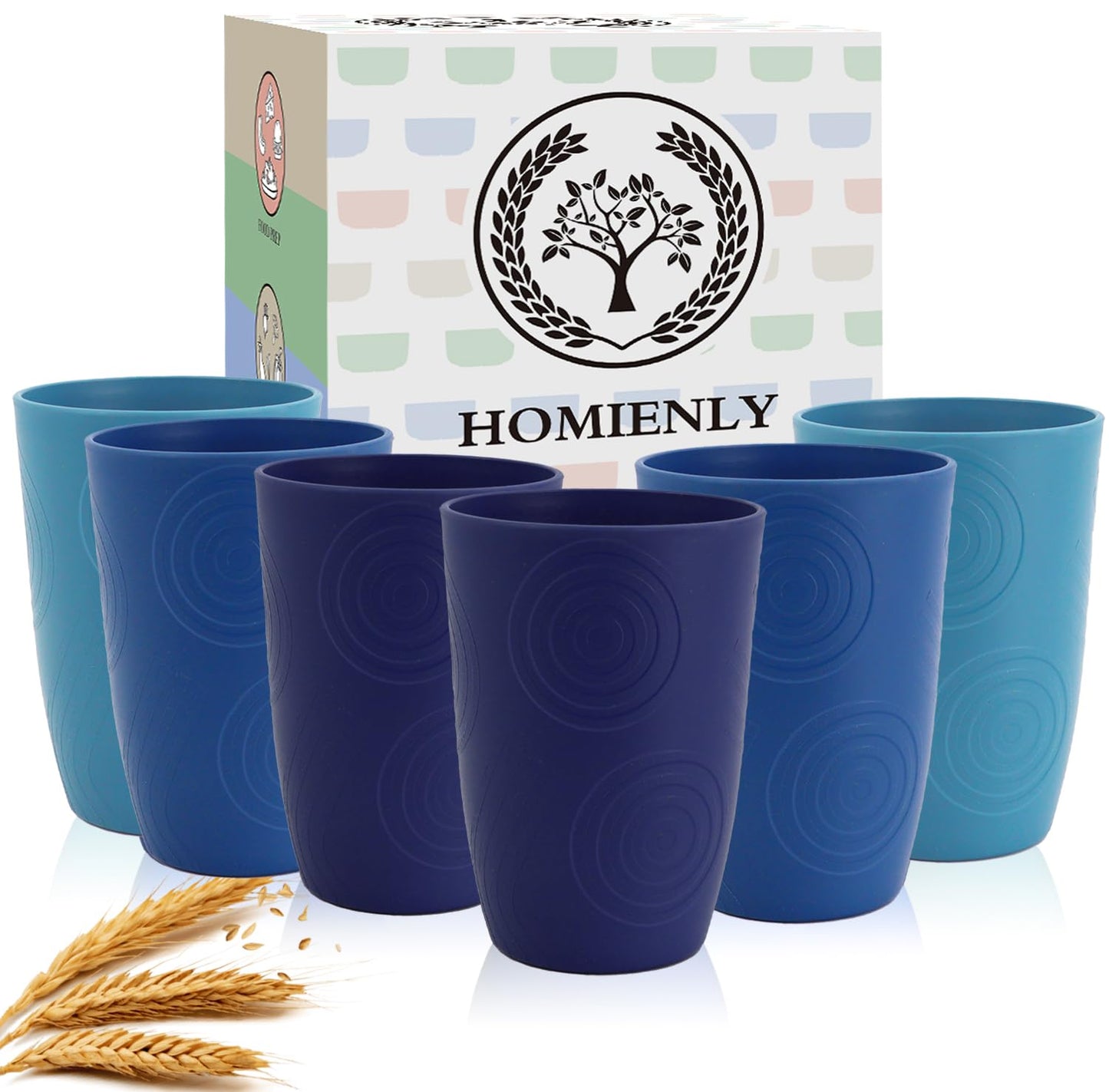 Homienly Wheat Straw Cups – Reusable, Unbreakable, Tumblers, Stackable & Dishwasher Safe