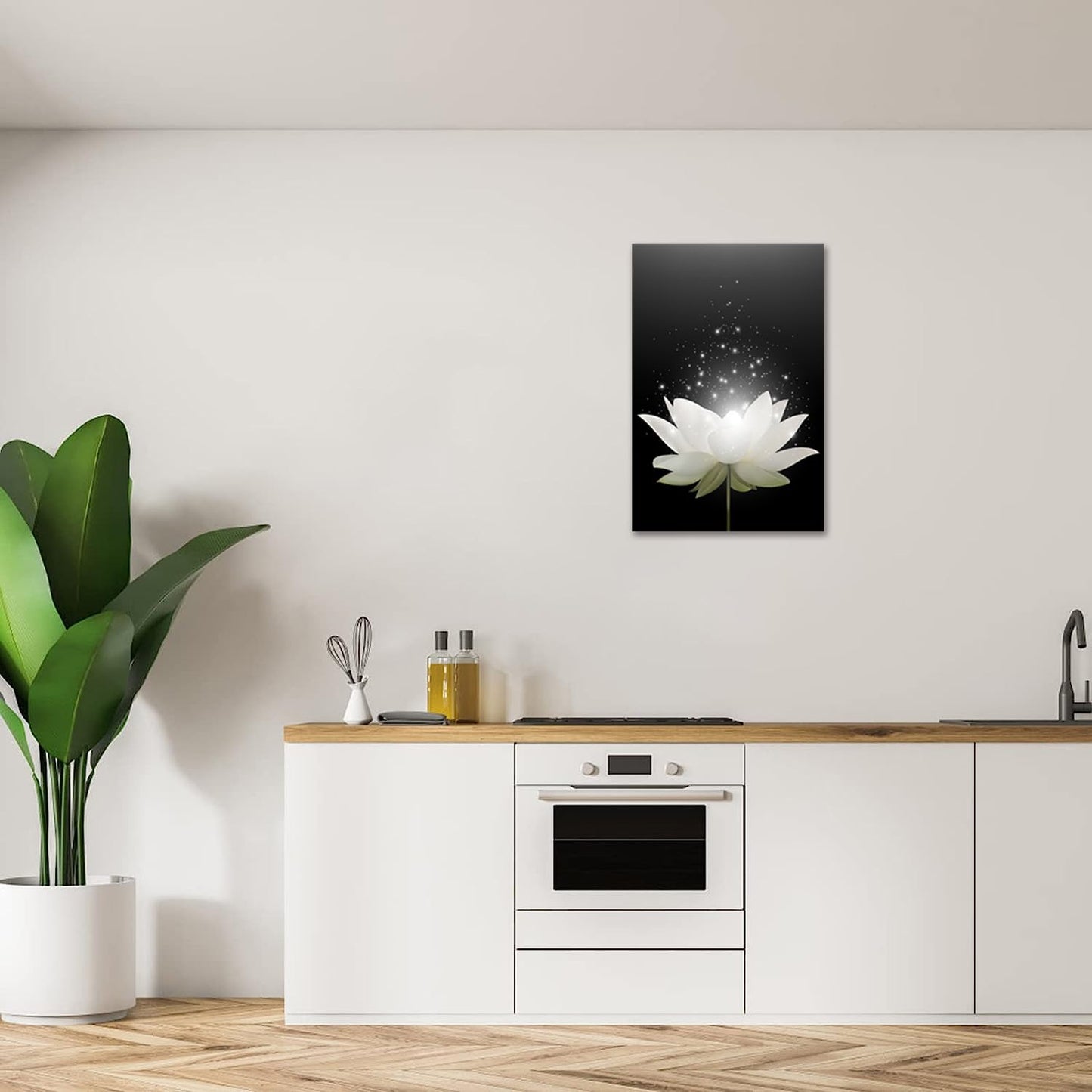 Impressions sur toile Art Lotus Floral Pictures Art mural pour décoration de bureau zen Affiche de méditation Peinture d'art moderne encadrée prête à accrocher (12x16 pouces) 