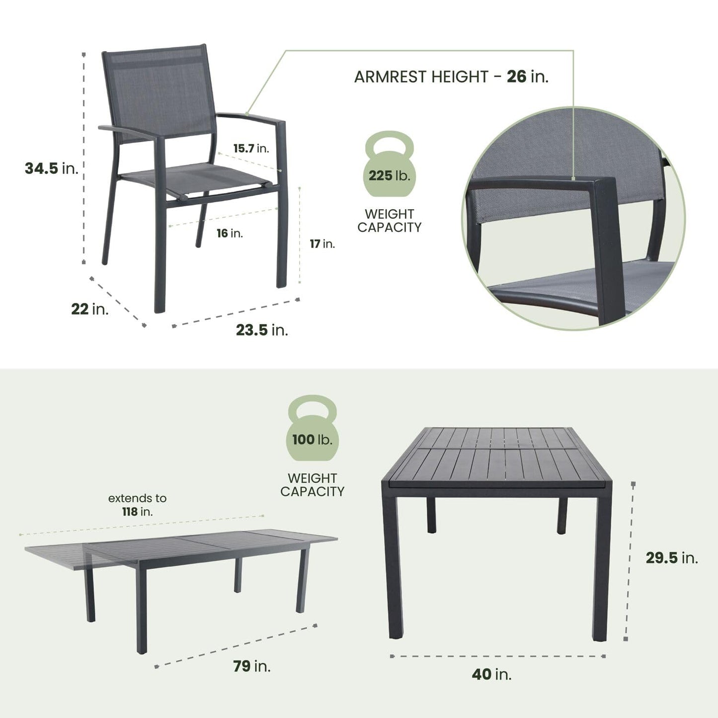 Hanover Naples 11-Piece Patio Dining Set with Rust Resistant Aluminum 40" x 118" Expanding Rectangular Dining Table w/ 10 High-Back Stackable Sling Chairs, Weather-Resistant Outdoor Dining Set for 10