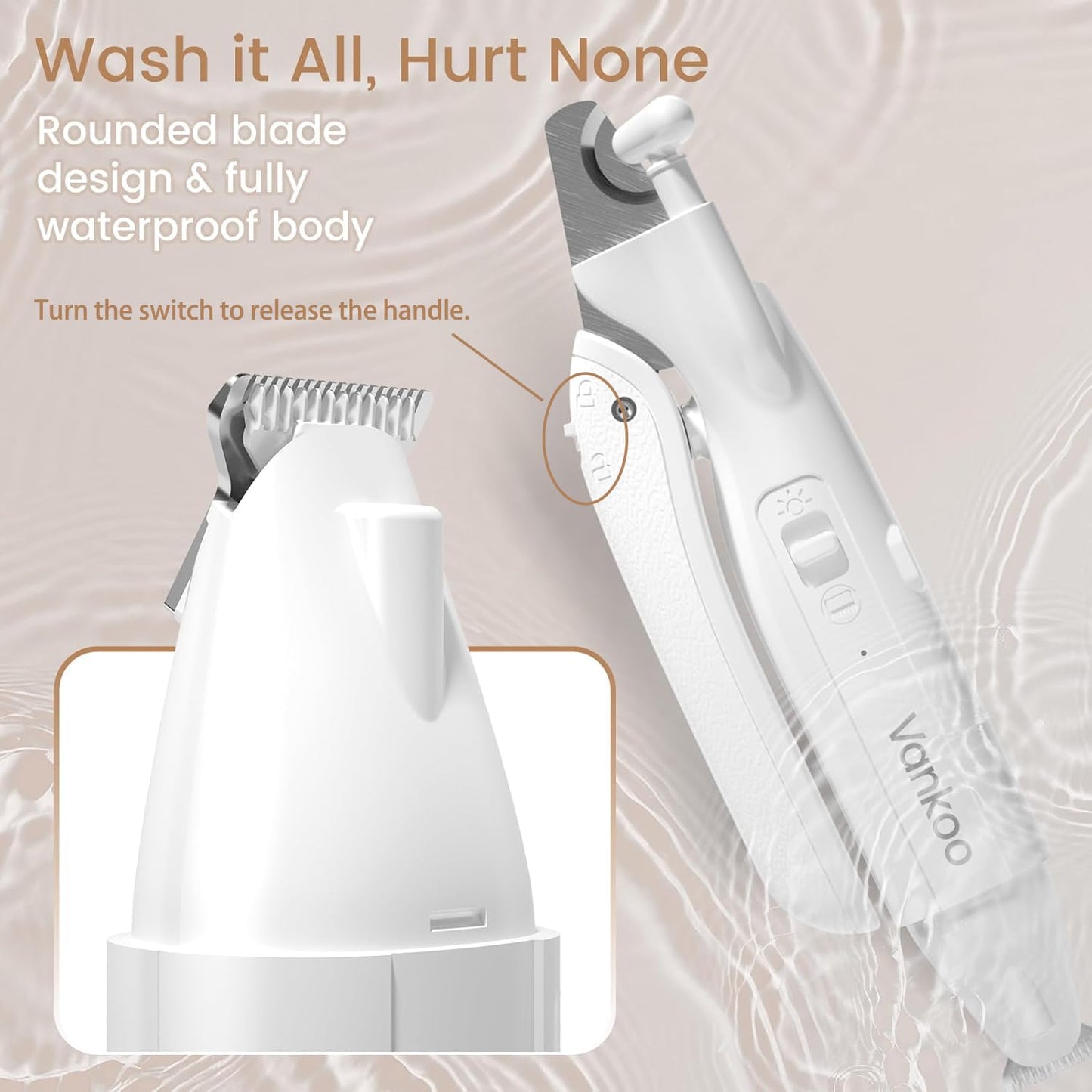 2-in-1 Dog & Cat Nail Clippers with LED Light, Rechargeable Pet Hair Trimmer, Waterproof Grooming Tool