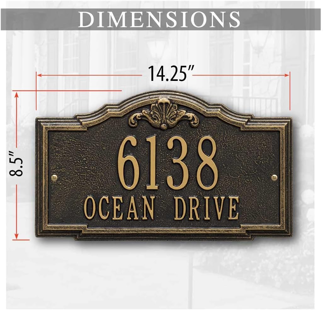 Whitehall™ Personalized Cast Metal Address plaque -THE GATEWOOD Plaque. Made in the USA. BEWARE OF IMPORT IMITATIONS. Display your address and street name.