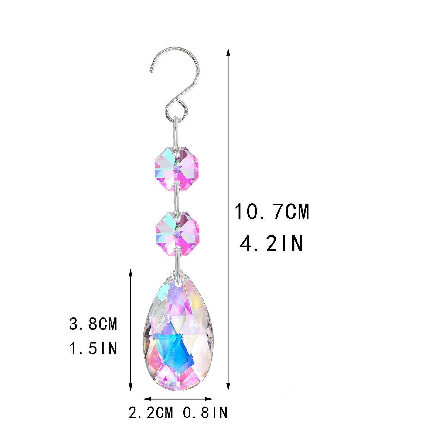 20pcs 38mm Suncatcher Teardrop Chandelier Prisms Crystal Pendants,Colorful Teardrop Crystals for Chandeliers,Glass Prisms Sun Catcher for Chandeliers with Hooks