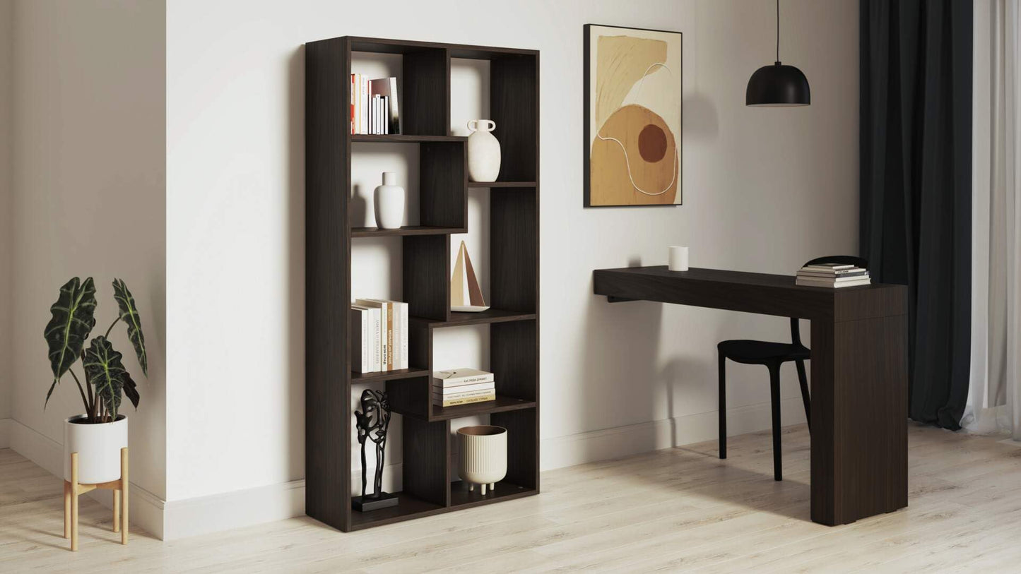 Mobili Fiver, Iacopo XS Bücherregal (63,31 x 31,5 Zoll), rustikale Eiche, Aufbewahrungsbücherregal, modernes Bücherregal für Wohnzimmer, Büro, italienische Möbel 