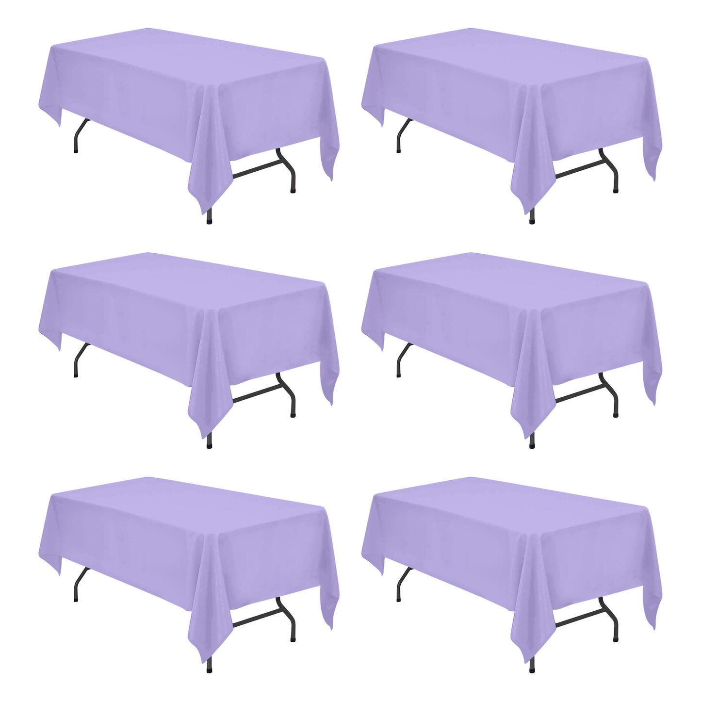 BRILLMAX Lot de 6 nappes bleu marine pour tables rectangulaires de 8 pieds 60 x 126 pouces - Tissu en polyester rectangulaire en vrac de 8 pieds lavable pour réception de mariage, banquet, fête, buffet, restaurant 