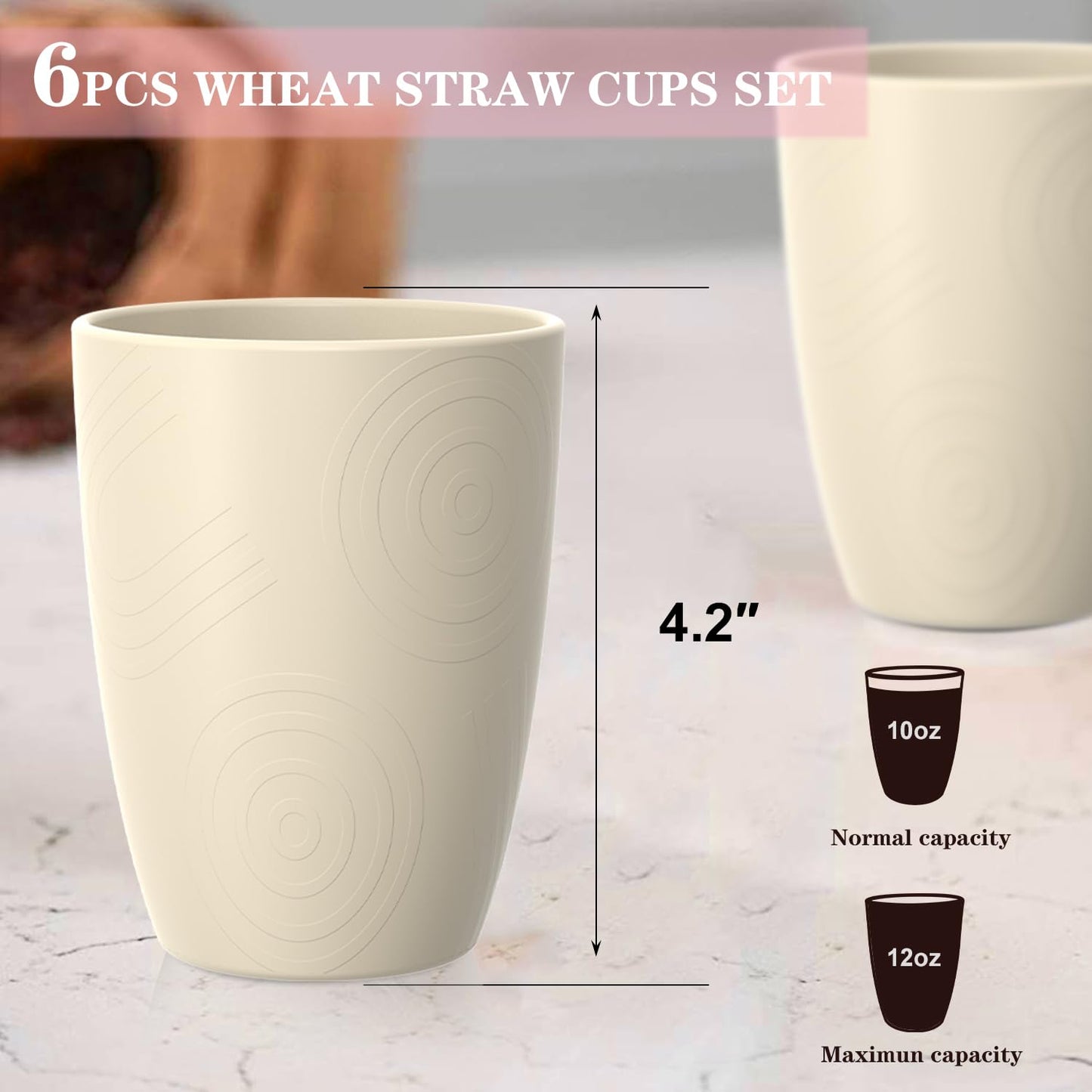 Homienly Wheat Straw Cups – Reusable, Unbreakable, Tumblers, Stackable & Dishwasher Safe