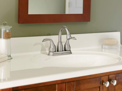 Moen Idora Chrome Two-Handle Centerset Bathroom Sink Faucet with Drain Assembly, 84115