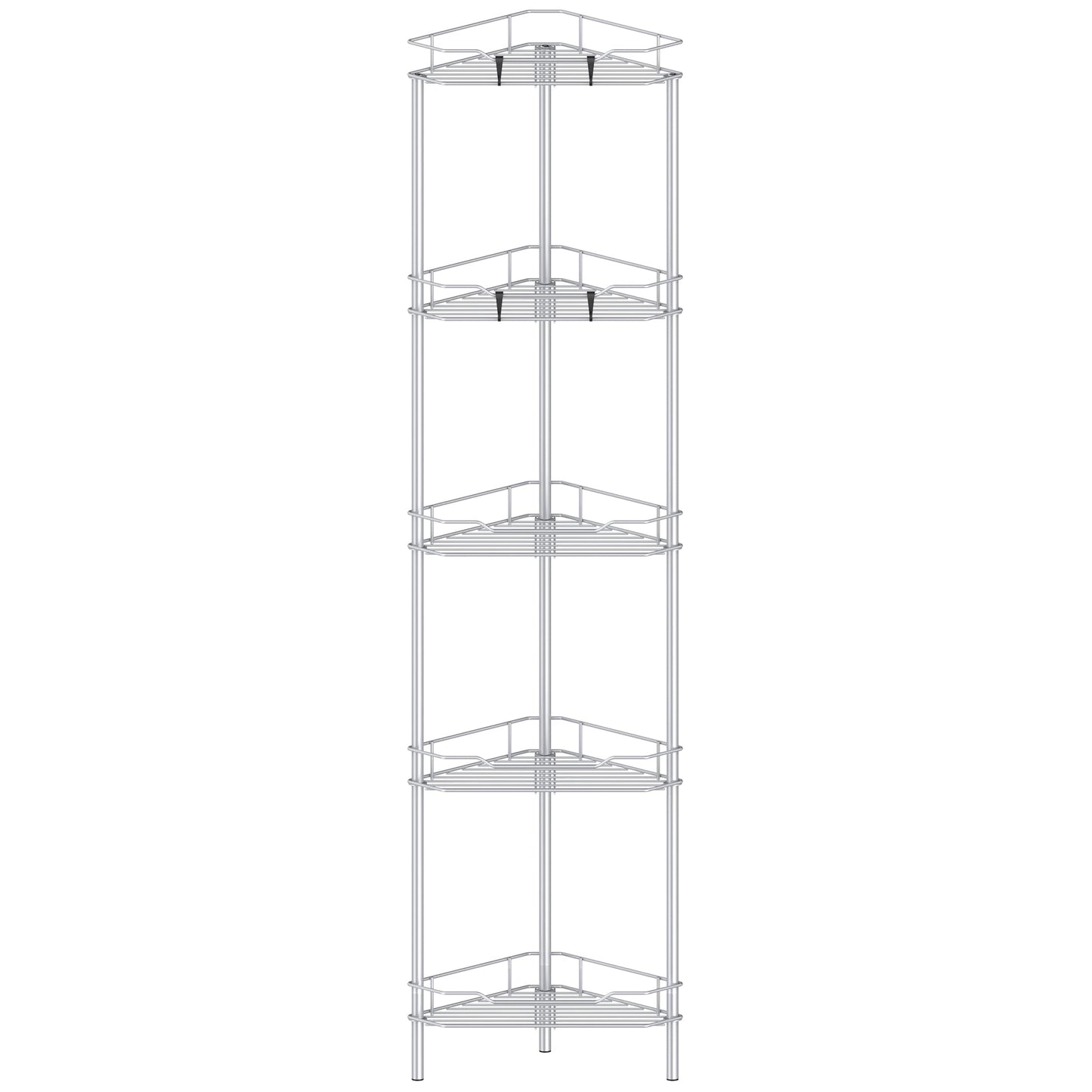 4 Tier Floor Standing Corner Shower Caddy Organizer Shelf with Hooks