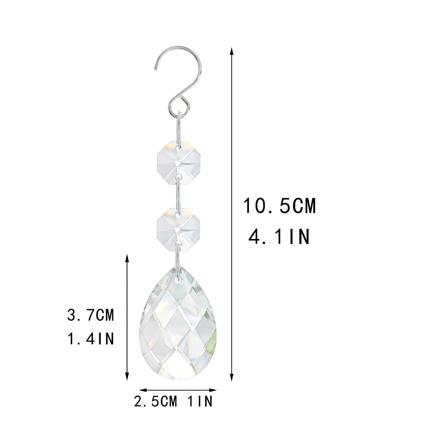 20pcs 38mm Suncatcher Teardrop Chandelier Prisms Crystal Pendants,Colorful Teardrop Crystals for Chandeliers,Glass Prisms Sun Catcher for Chandeliers with Hooks