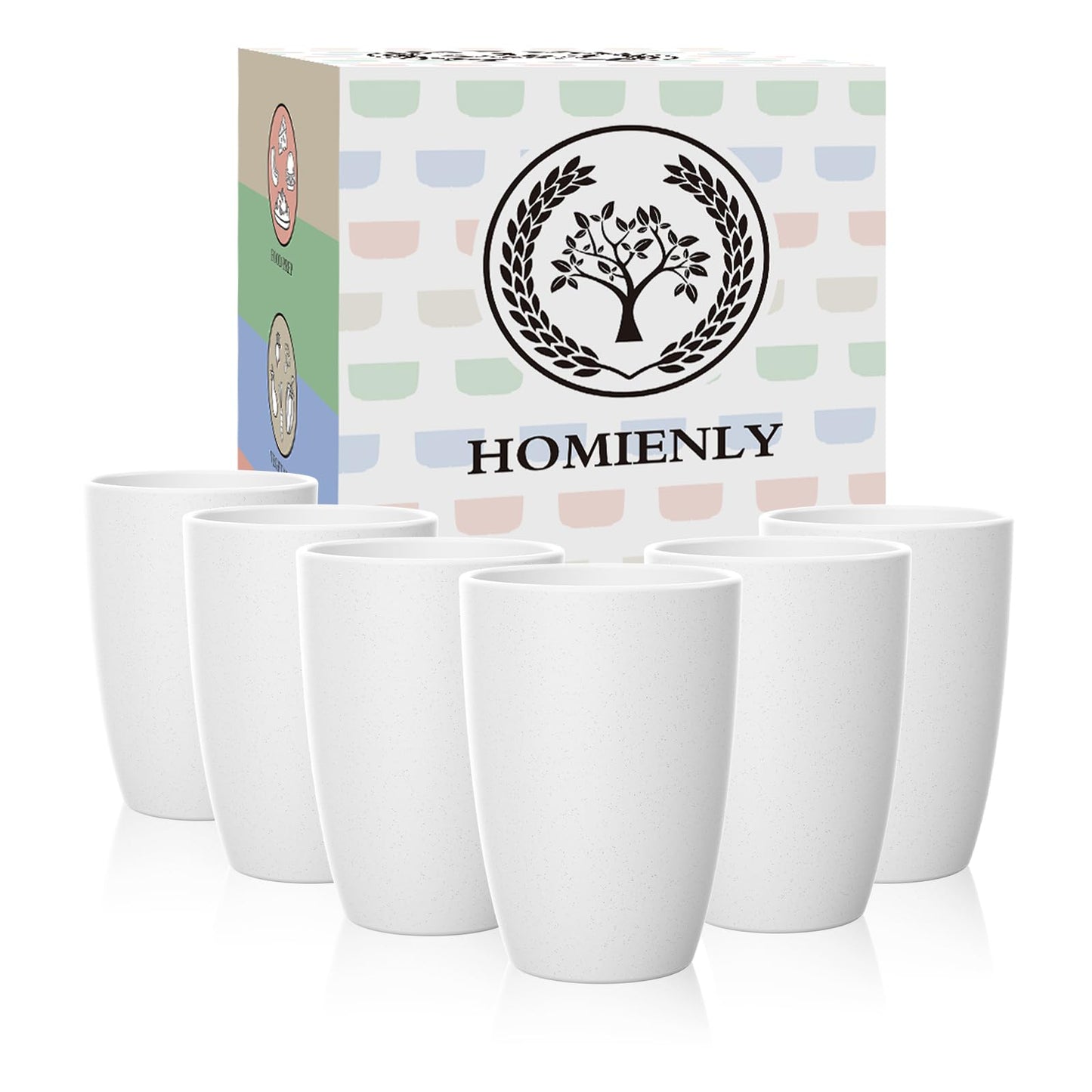 Homienly Wheat Straw Cups – Reusable, Unbreakable, Tumblers, Stackable & Dishwasher Safe