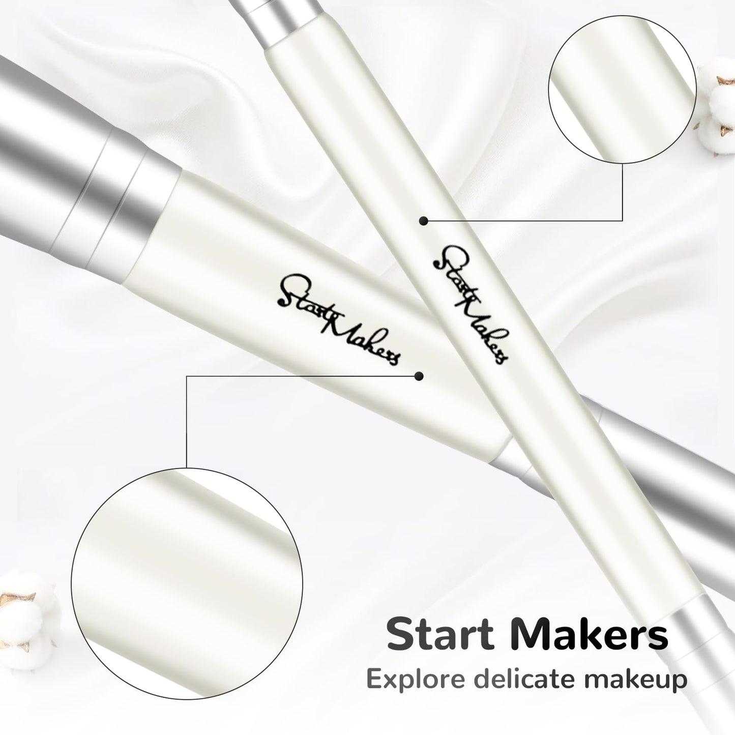 Make-up-Pinsel, Foundation-Pinsel mit zwei Enden – START MAKERS 2-in-1-Concealer-Pinsel, Gesichts-, Augenbrauen- und Lidschattenpinsel für Flüssigkeiten, Puder, Polieren, Verblenden, Konturieren, Foundation-Make-up-Pinsel (2 Stück) 