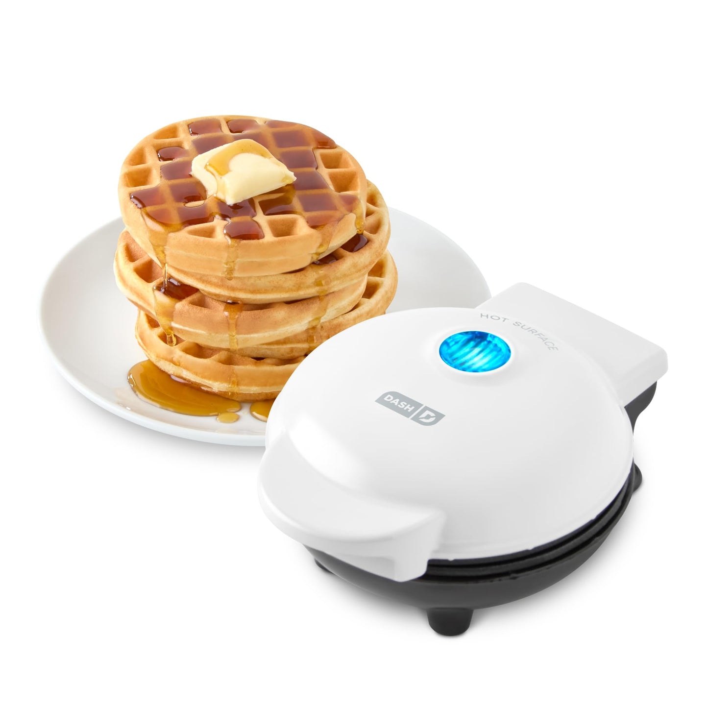 DASH Mini Maker for Individual Waffles, Hash Browns, Keto Chaffles with Easy to Clean, Non-Stick Surfaces, 4 Inch, White Pineapple