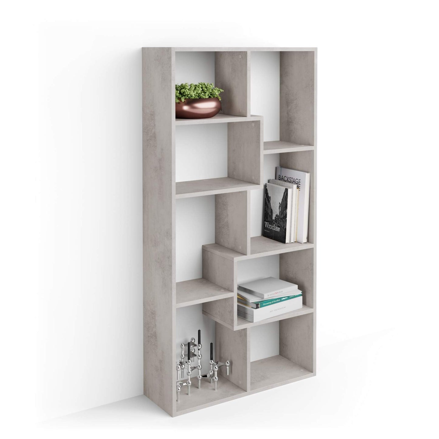 Mobili Fiver, Iacopo XS Bücherregal (63,31 x 31,5 Zoll), rustikale Eiche, Aufbewahrungsbücherregal, modernes Bücherregal für Wohnzimmer, Büro, italienische Möbel 