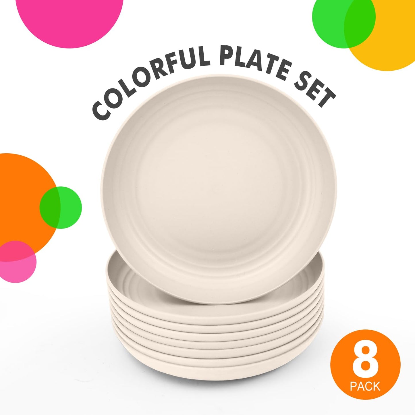 Homienly Wheat Straw Dinner Plates – Unbreakable set of 8
