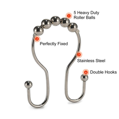 2-Pack Shower Curtain Hooks –12-Piece Each