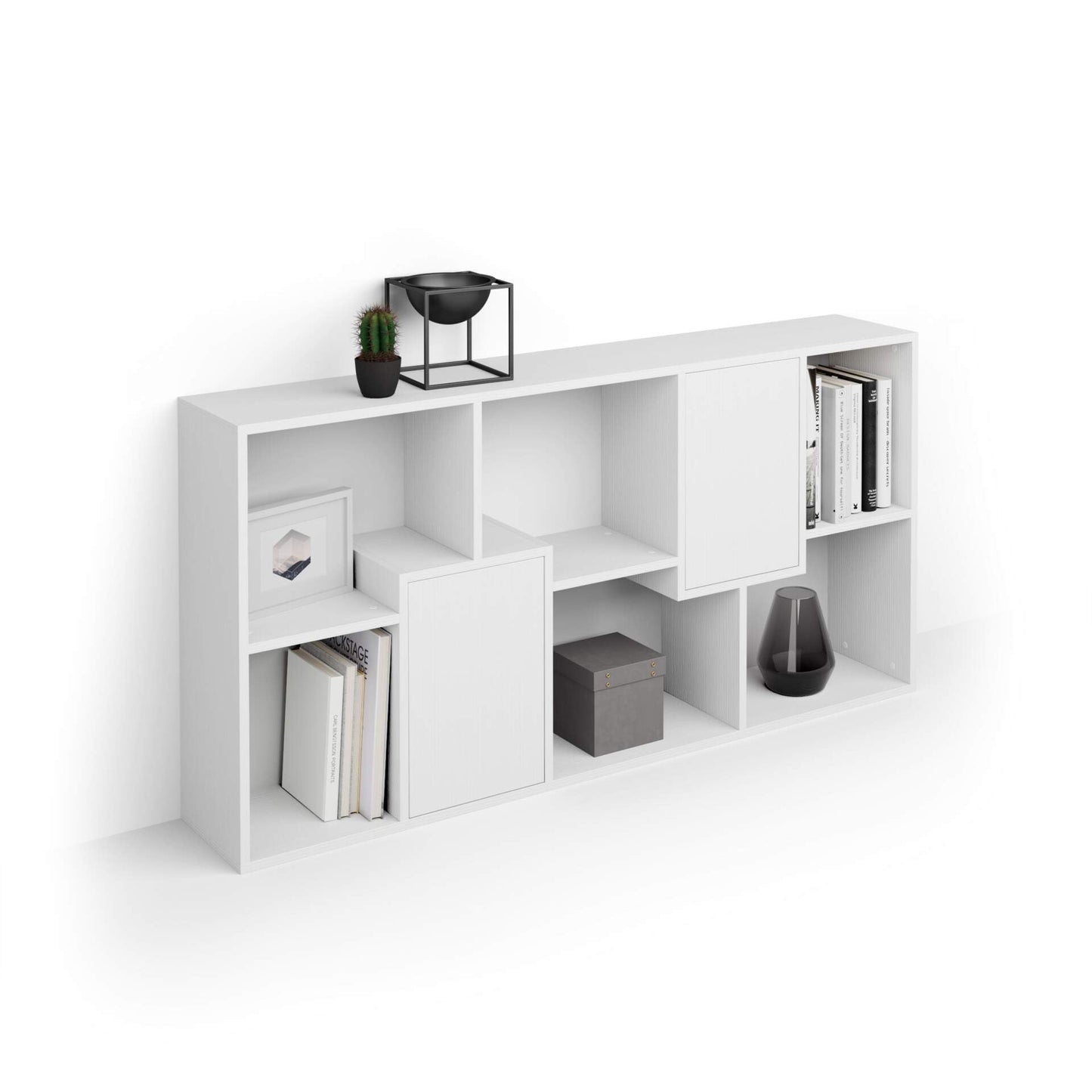 Mobili Fiver, Iacopo XS Bücherregal (63,31 x 31,5 Zoll), rustikale Eiche, Aufbewahrungsbücherregal, modernes Bücherregal für Wohnzimmer, Büro, italienische Möbel 