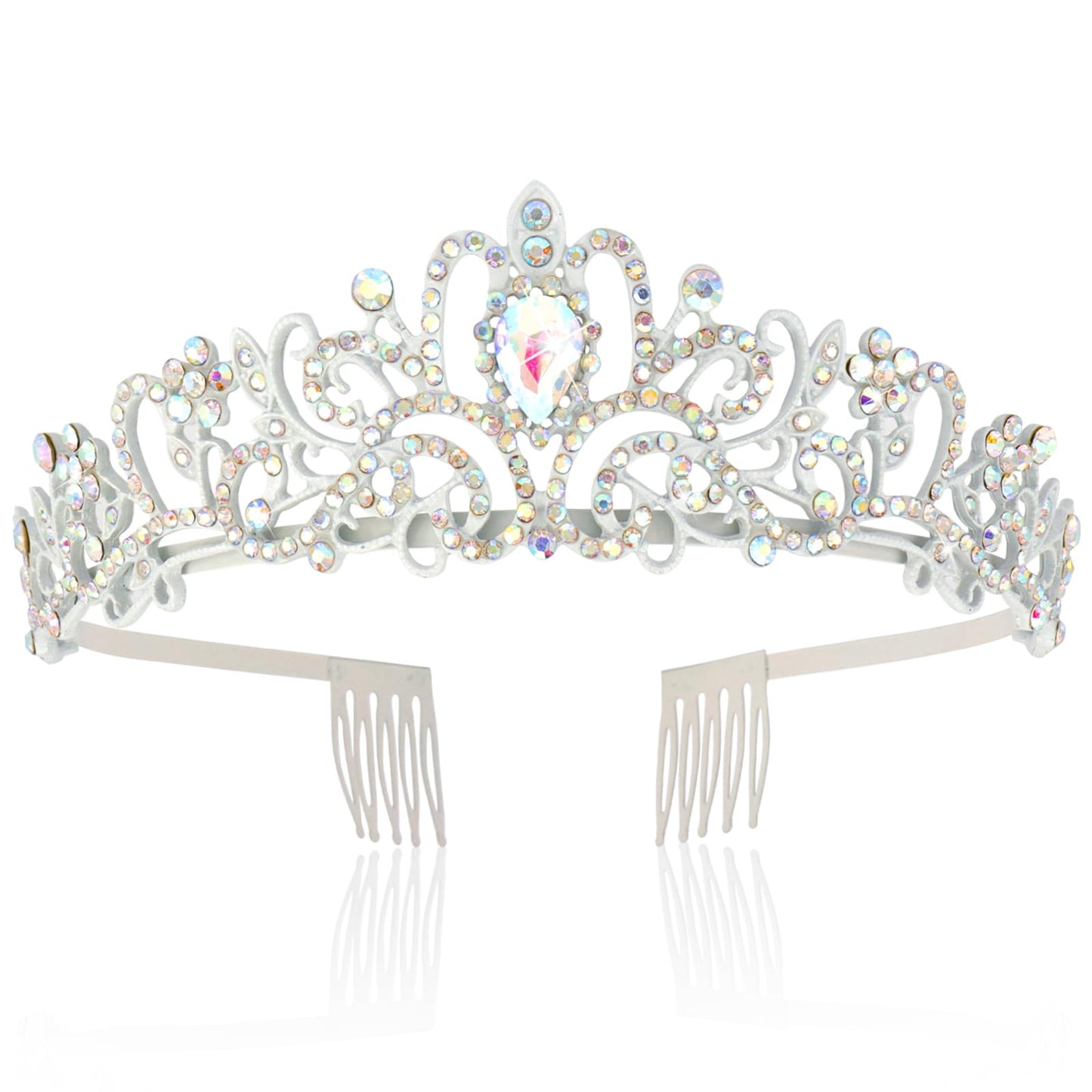 COCIDE Tiara Crystal Crowns Princess Rhinestone Crown with Combs Bride Headbands Bridal Wedding Prom Birthday Party Hair Accessories Jewelry for Women Girls (Silver)
