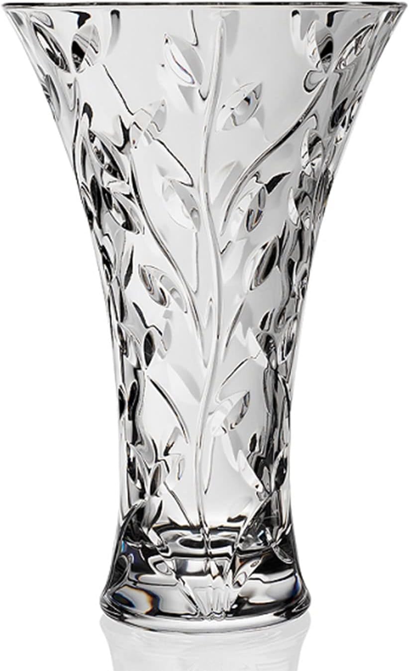 RCR Laurus-Kristallvase in modernem und elegantem Design für die Inneneinrichtung, als Tischdekoration, als Hochzeitsgeschenk – Blumenvase mit Blumenmuster 