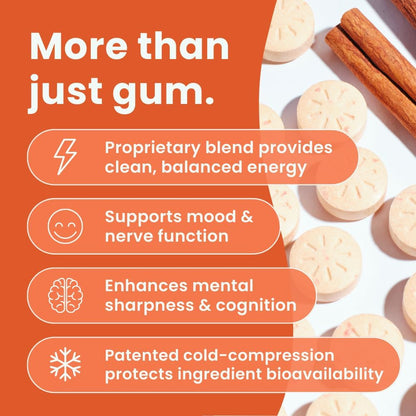 Sugar-Free Energy Chewing Gum – Bold Cinnamon Flavor, 54 Pieces