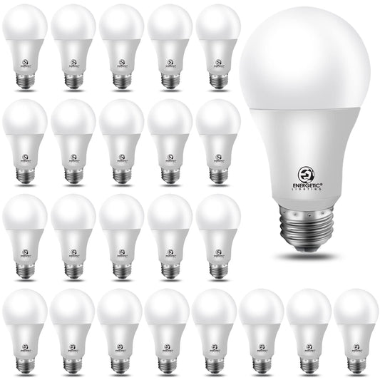 Ampoule LED A19 énergétique, lot de 24, équivalent 60 W, lumière du jour 5 000 K, culot moyen E26, ampoule LED non variable, homologuée UL 