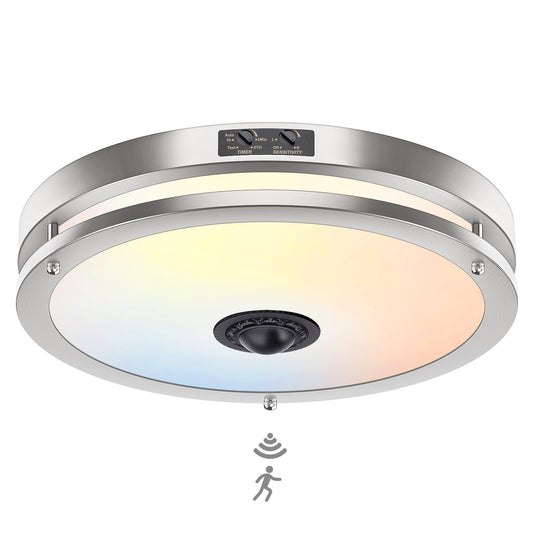 Motion Sensor LED Ceiling Light – Adjustable Color Temp, Outdoor Flush Mount