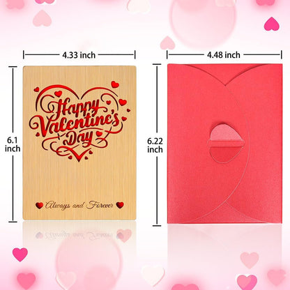 Wooden Valentines Day Card for Her Him, Romantic Wood Happy Valentines Day Gifts for Husband Wife Girlfriend Boyfriend, Wooden Valentine Greeting Card
