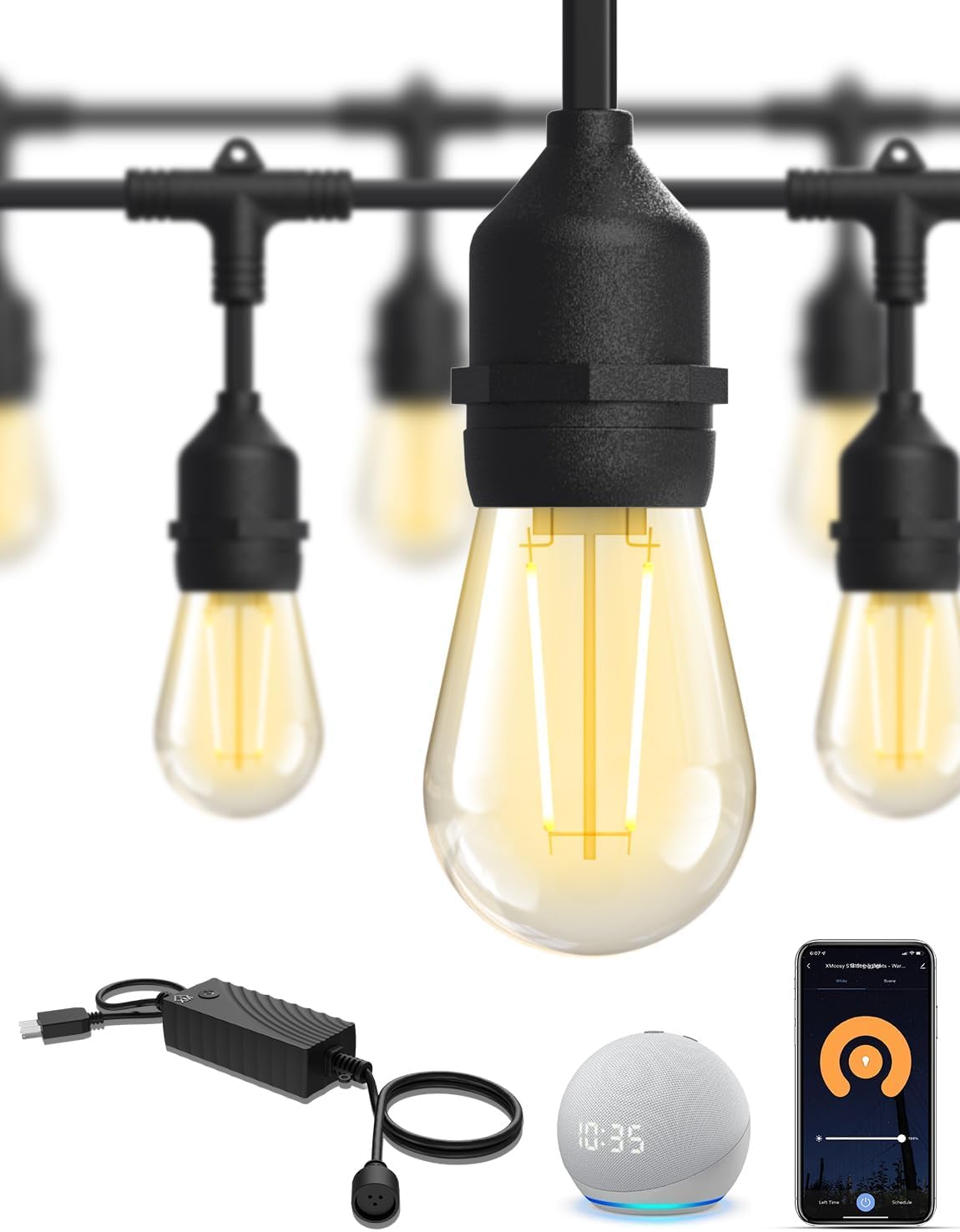 Smart Outdoor LED String Lights – App & Alexa Control, Waterproof