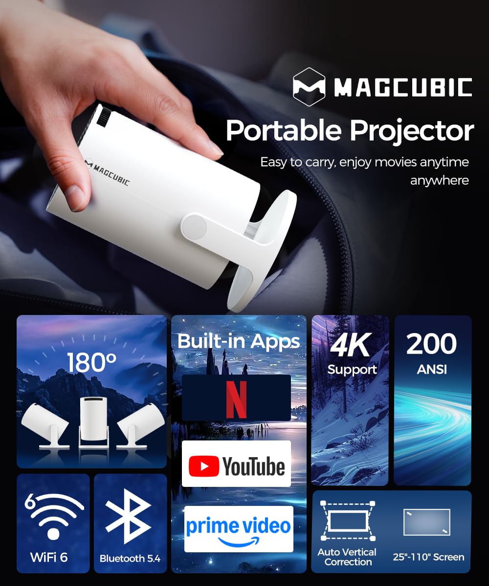 HY300PRO Mini Smart Projector | WiFi & Bluetooth | 4K Support | Android 14