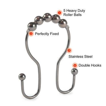 2-Pack Shower Curtain Hooks –12-Piece Each