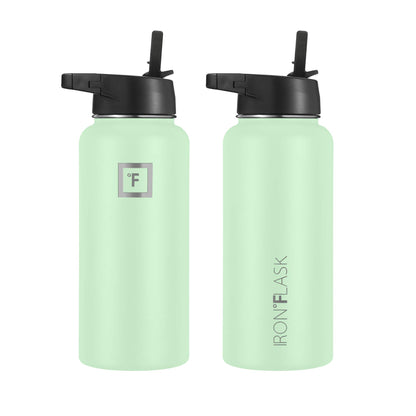 IRON °FLASK 32 oz Stainless Steel Water Bottle – Vacuum Insulated, Leak-Proof, BPA-Free, with 3 Lids (Straw Included)