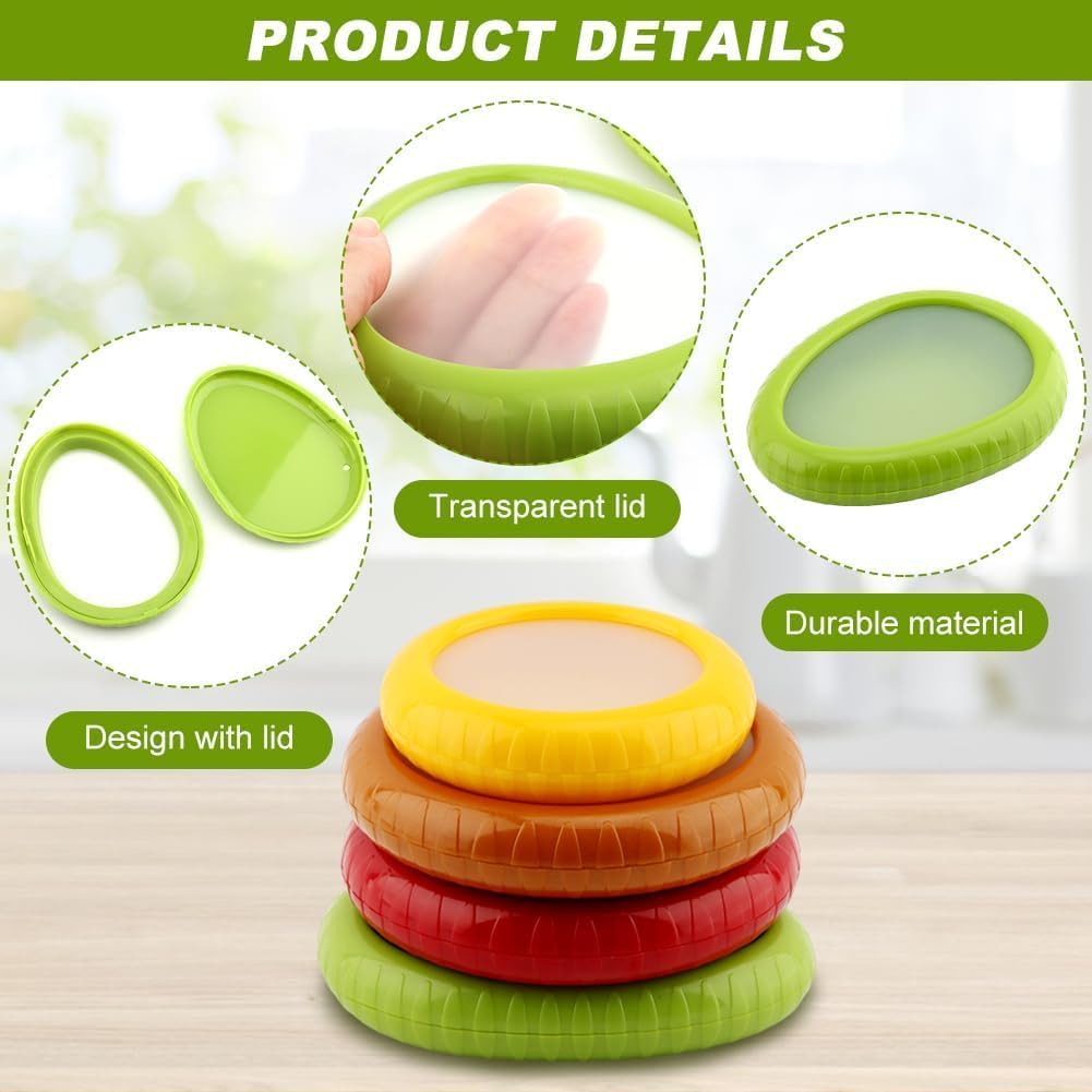 Avocado Saver and Tomato Holder - Set of 4 Reusable Storage Containers for Fridge - Ideal for Garlic, Onions, Lemons, and Potatoes