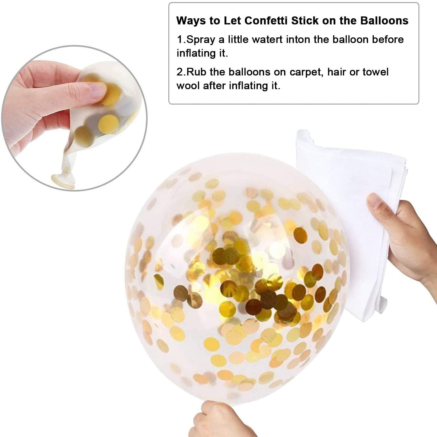 White and Gold Balloons 12 inch, 60pcs Gold and White Party Balloons with Gold Confetti Balloons for Wedding Baby Shower Birthday Bridal Shower Baptism Party Decoration