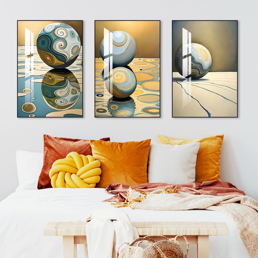 Framed Wall Art Set of 3 Bright Posters & Prints, Modern Abstract Aesthetic Pictures Decor For living room Bedroom Kitchen Office. Wall Art Decor Are Great Gifts Choice (16" X 24" X 3 pieces)