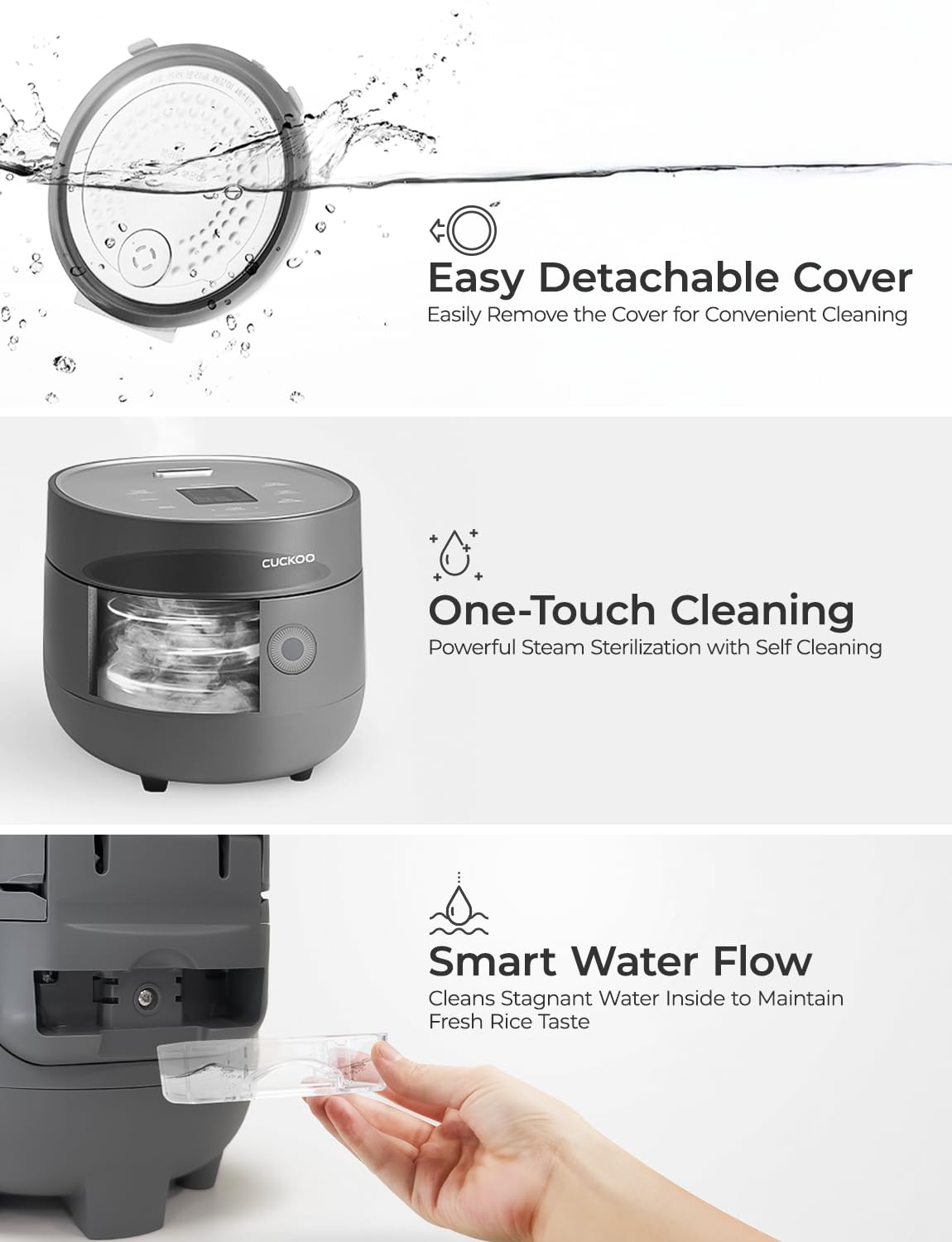 Rice Cooker 6 Cup Uncooked / 12 Cup Cooked, Fuzzy Logic, Delay Timer, Keep Warm, Steamer, Non-Stick Pot, Gray (CR-0675FG) – Gently Used