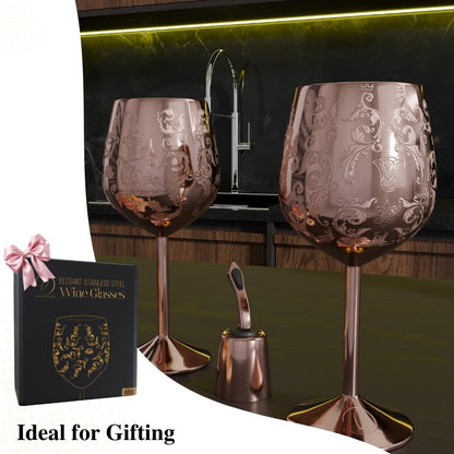 17oz Stainless Steel Wine Glasses [Set of 2]–Royal Goblets