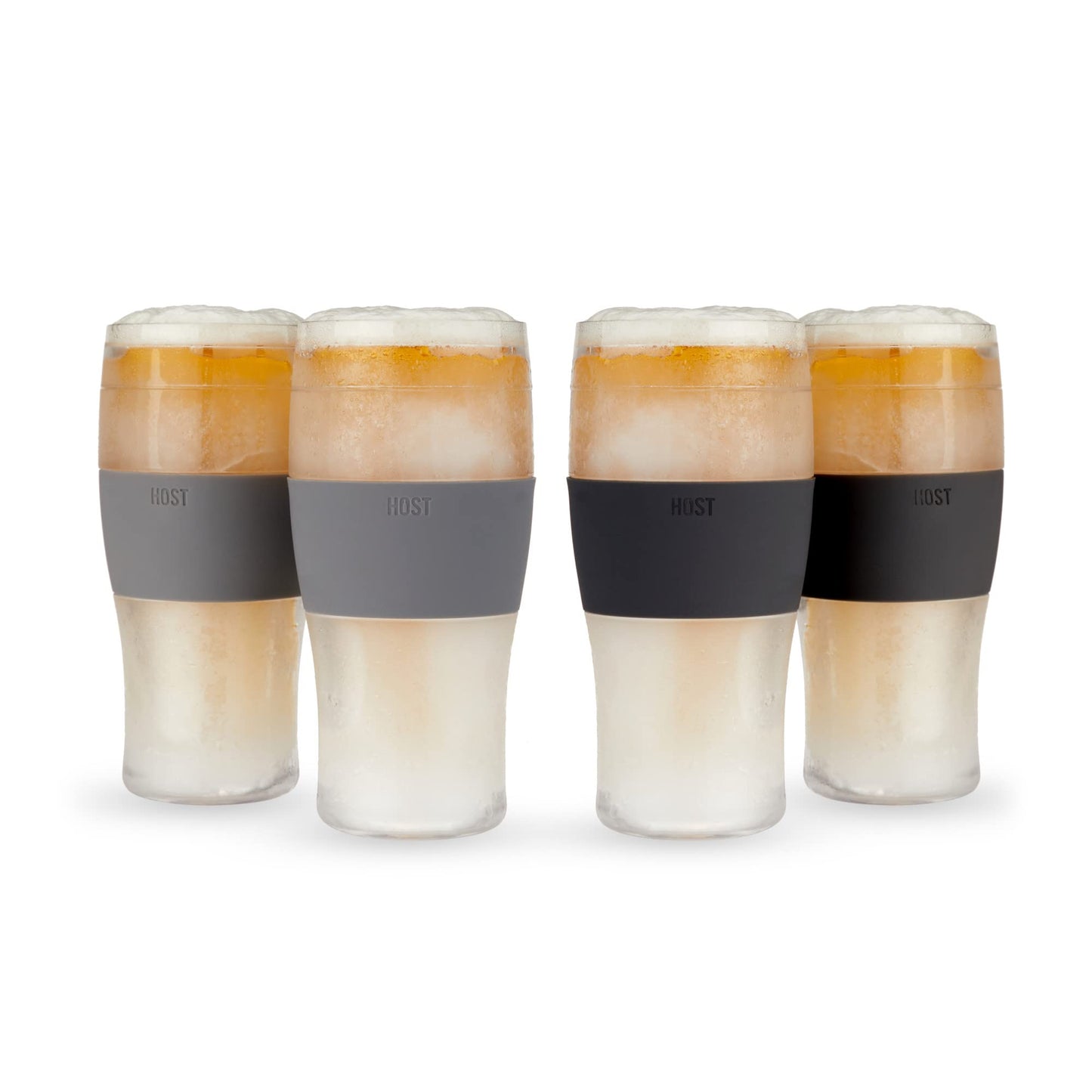 Host Freeze, Frozen Mugs, Freezable Pint Set, Beer Keep Your Drinks Cold, Double Walled Insulated Glasses, Tumbler for Iced Coffee, 16oz, Set of 2, Black