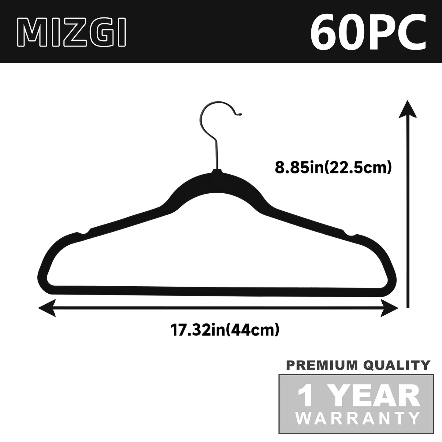 MIZGI Premium Velvet Hangers (30 Pack) Heavy Duty- Non Slip - Velvet Suit Hangers Black - Copper/Rose Gold Hooks,Space Saving Clothes Hangers (Black)